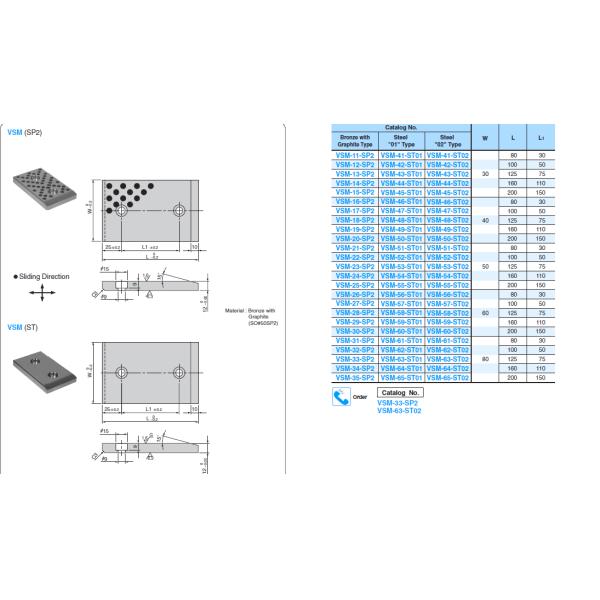 VDI  3357 Slider Plate Thin Type Thickness 12 Mm VSM Self Lubricating Metal Steel Type