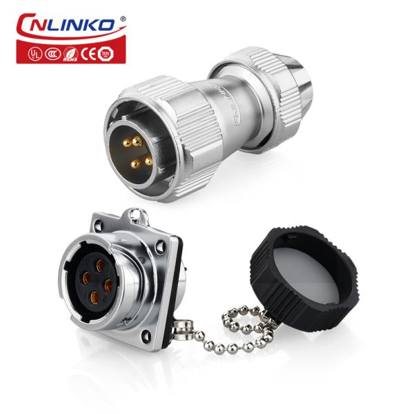 CNLINKO M20 4 Pin Waterproof Connector Plug Socket Male Female Panel Mount Power Cable Connector Rated Current 20A