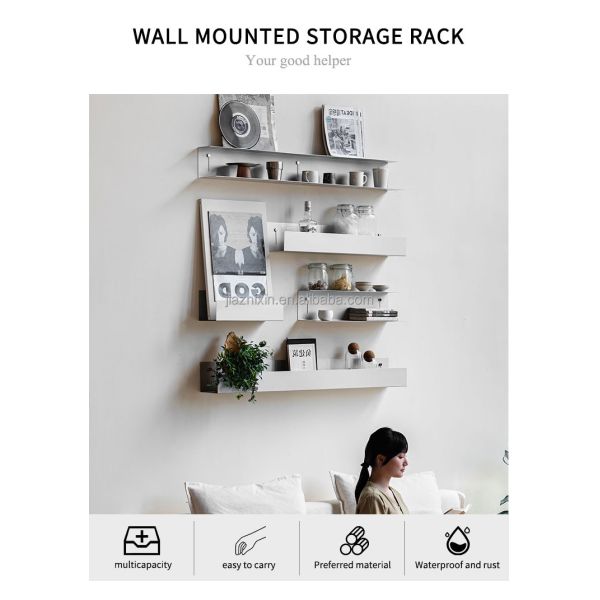 home Stainless steel Wall Mount Single partition Rack Living Room U shaped Magazine Storage Display Holder Green plant Organizer