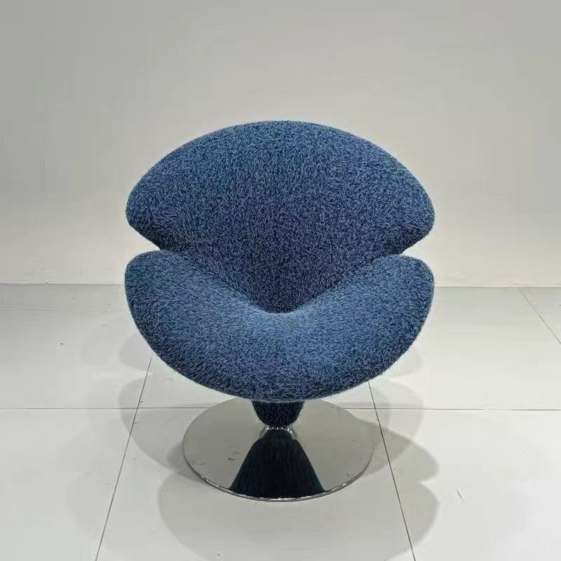 Designer Eco-Friendly Fabric Revolving Flower Shaped Swivel Accent Chair for Living Room Bedroom Apartment & School Use