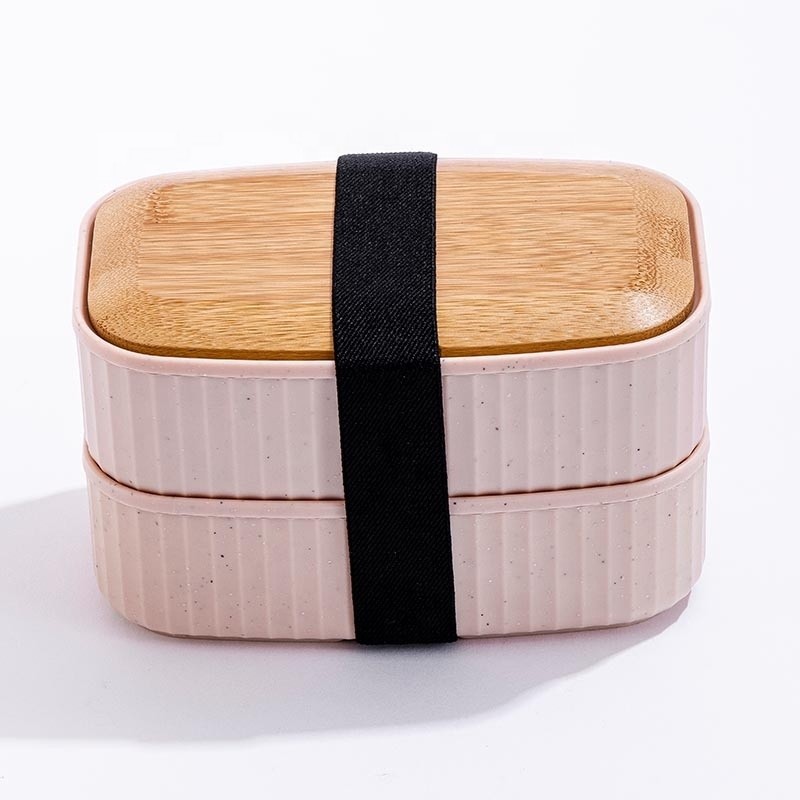 2-Layer Eco Fridge Food Container Set with Sustainable Bamboo Lid and Customized Logo