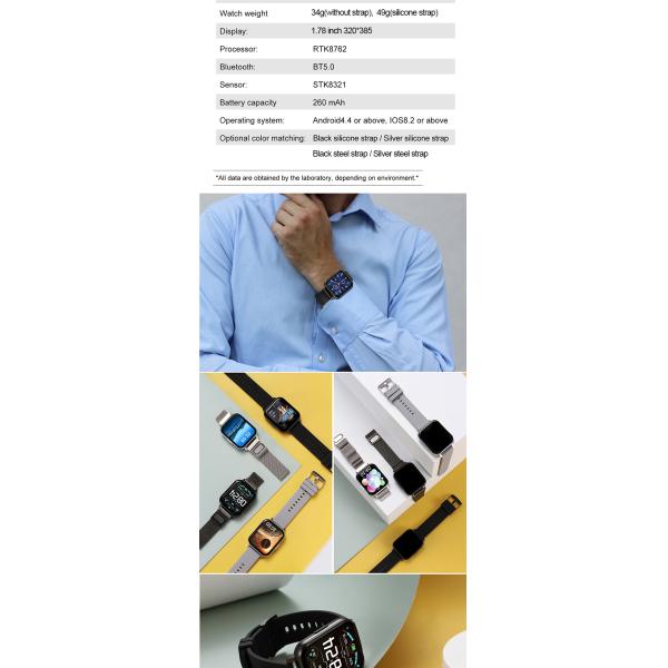 Браслет спорта DTX IPS умный большой дюйм IP68 ECG IPS 1,78 экрана