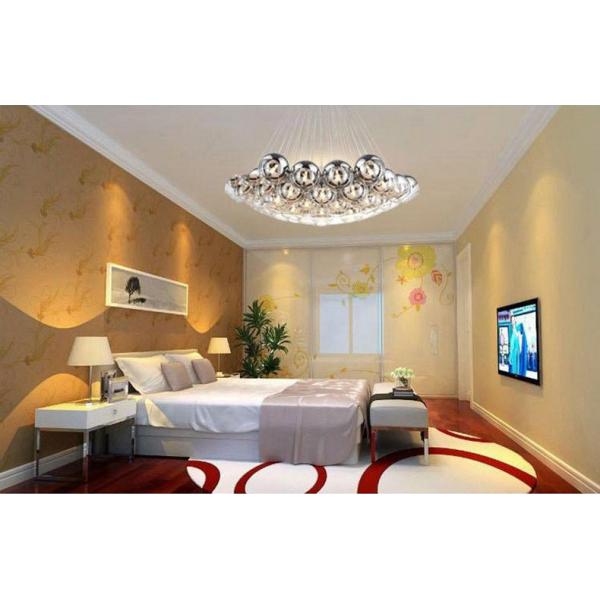 Modern Chrome Glass Balls LED Pendant Chandelier Light For Living Dining Study Room