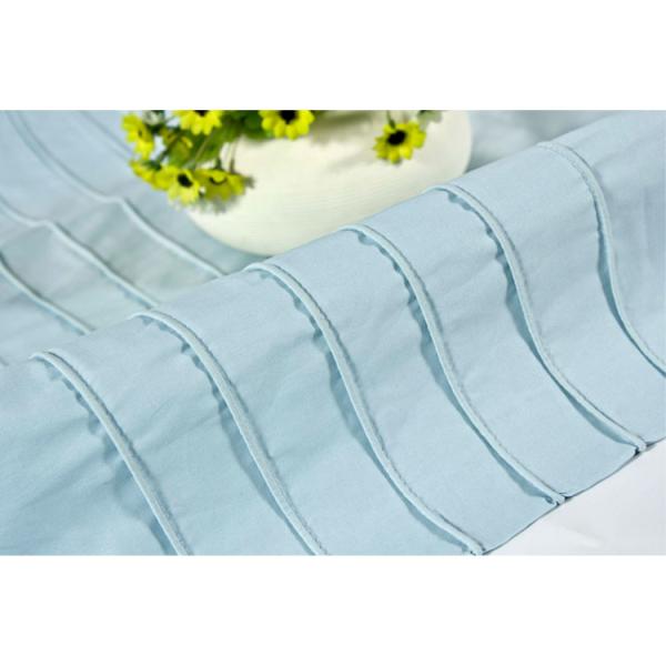 Ruffled Blackout Modern Window Curtains Light Blue Color 100% Cotton Country Style