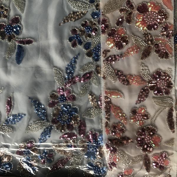 Easily Customizable Luxury 3D Flowers Beaded Embroidery Lace Fabric New Design Lace for Party Dress Women's Dress