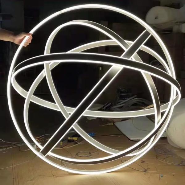 LED Hotel Lobby Chandelier with Creative Multiple Ring Combination and Nordic Style