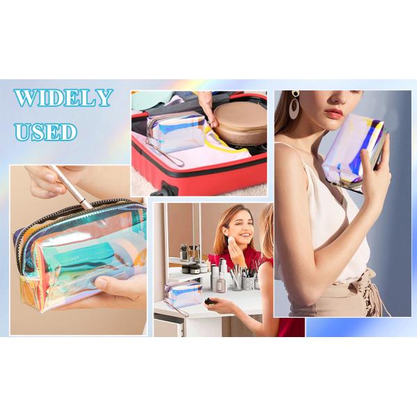 Holographic Makeup Bag Holographic Iridescent Cosmetic Bags With Zipper Travel Iridescent Makeup Bags Portable Holographic Bag Iridescent Holographic Bag For Makeup Tools Organizer