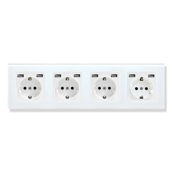 8 USB Port Electric Switch Socket 2100mA Phosphor Bronze Conductor 4 USB Socket