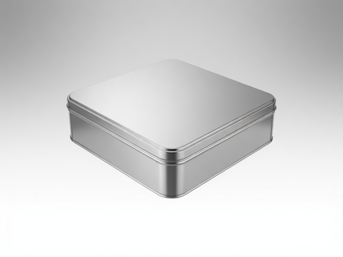 Customized Design Square Silver Metal Tin Box No Printing - Premium Gift Storage Package Snack Cookie Cake Biscuit Chocolate