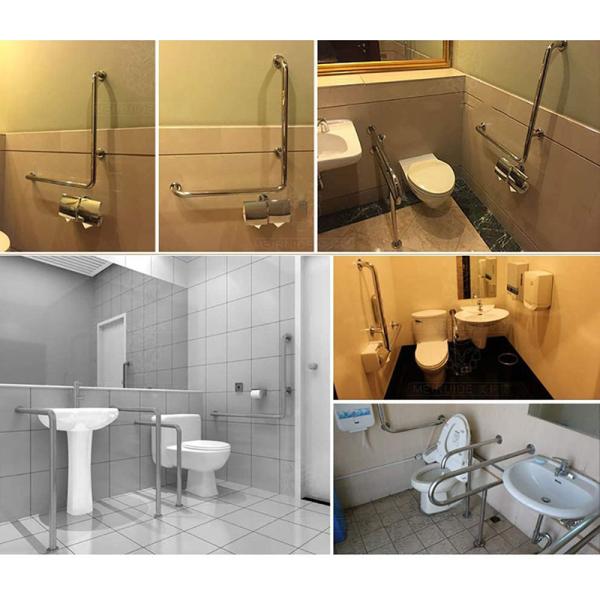 Wall Mount L Shape Stainless Steel Grab Bar Multifunctional For Balcony Corridor