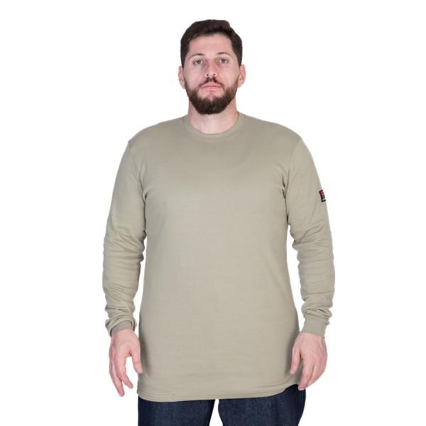 Men Cotton FR Buttonless Henley Shirt Long Sleeve