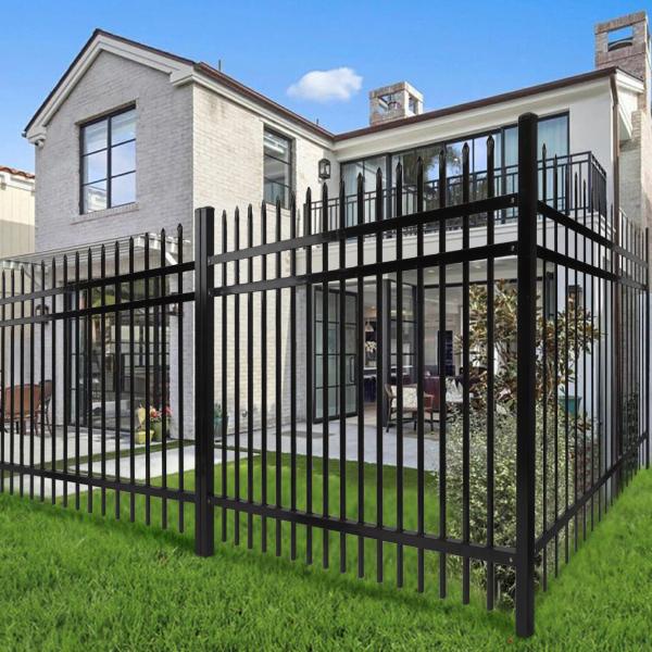 Decorative Picket Panels Black Wrought Iron Garden Fence For Home Farm Security Pool