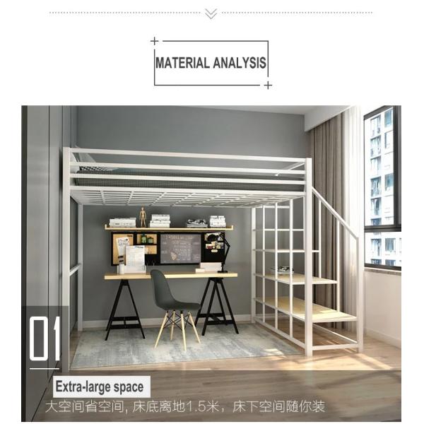 Strong Bunk Bed Frame Modern Double Bunk Beds with Desk and Storage Drawers