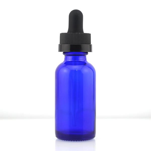 Blue Glass 1 Oz Boston Round Bottles 30ml For Skin Care Products