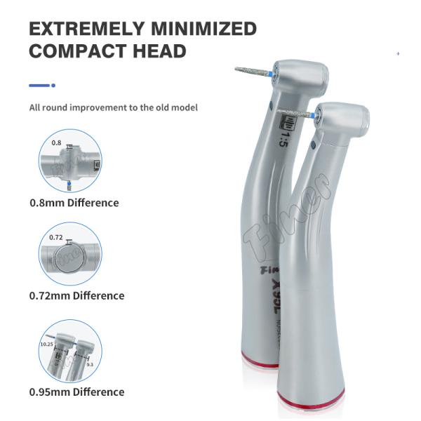 Vitesse d'augmentation de la fibre optique anneau rouge contre-angle pièce à main 1:5 pièce à main