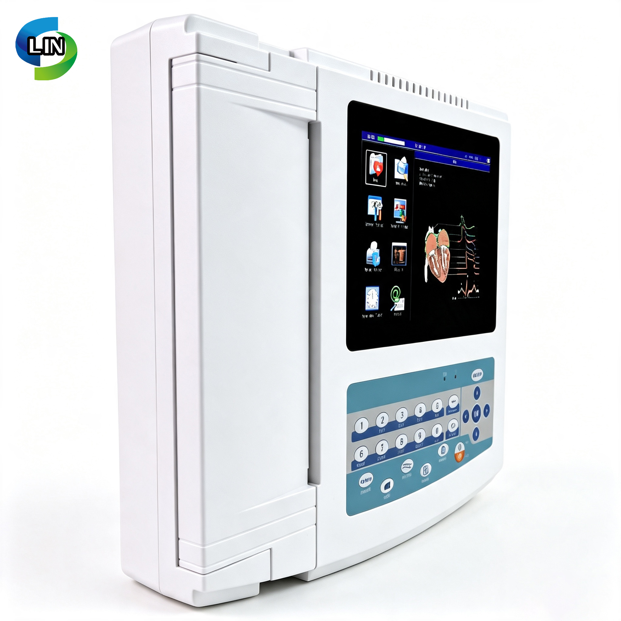 Medical Digital Electrocardiograph with Simultaneous 12-lead ECG Collection and 3/6/12 Lead ECG Display featuring Multi-language Interface