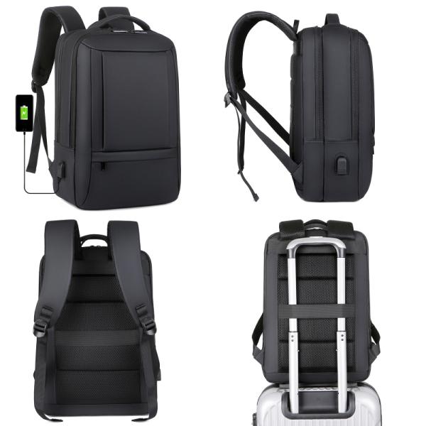 Geometric Pattern Unisex Fashionable Blue Black Anti-Theft Waterproof Lightweight Laptop Backpack for Business Travel