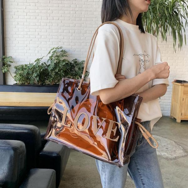 Summer Transparent Jelly Bag Female Large Capacity All-Match Single Shoulder Bag Texture Portable Commuter Tote Bag