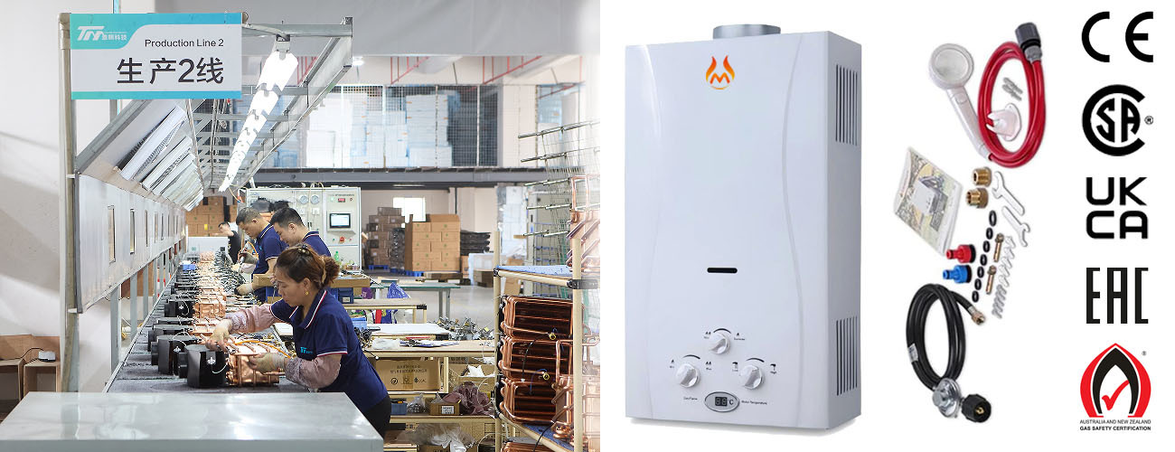 Wall Mounted Flue Gas Water Heater 7L 8L 10L LCD Display Low Pressure Start