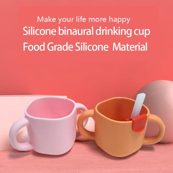 Orange BPA Libre Silicone Manche Bouteille d'alimentation pour bébé Sippy Coupe avec paille Pour les enfants