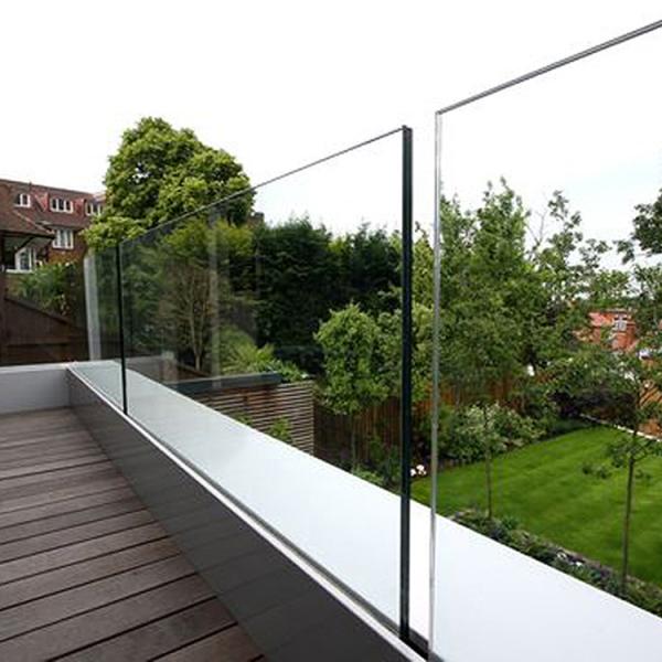 Aluminum U Channel Glass Railing Frameless 12mm Tempered Glass Outdoor Composite Decking Balustrade Kits