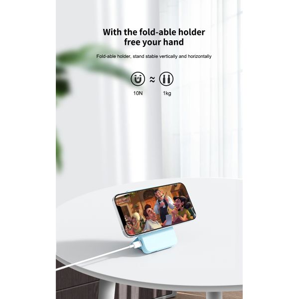 Slim Wireless Power Bank Mini Portable Charger Fast Charging 5000mAh With Stand