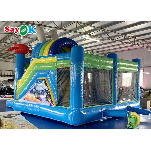 дом прыжка темы океана надувного замка раздувных водных горок воздуха хвастуна 1000D скача комбинированный с бассейном