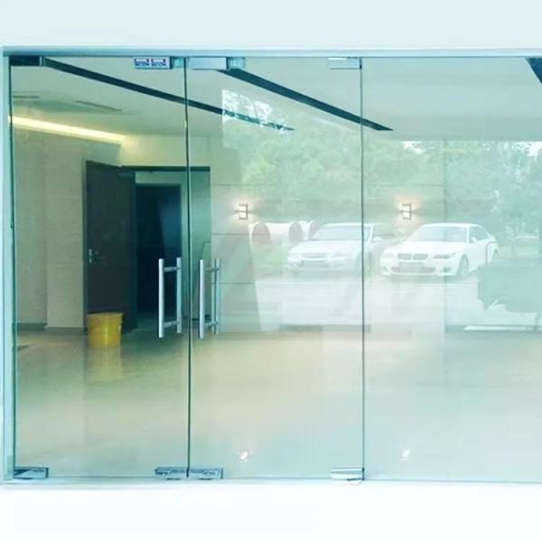 Aluminum Alloy Frameless Swing Glass Door , Tempered Commercial Double Glass Door