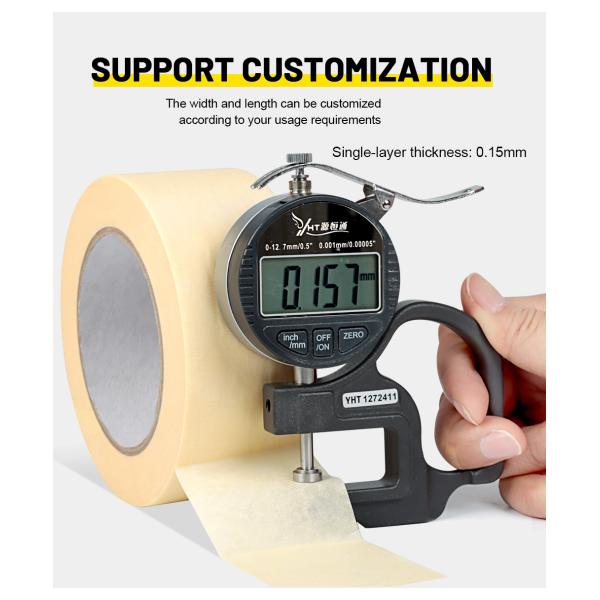 100 Degree Yellow Paper Furniture Painting High Temperature Masking Automotive Tape