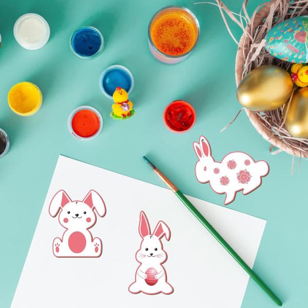 Camisetas de conejo de madera sin terminar, cortes de conejo colgantes Etiquetas artesanales en forma de conejo Ornamentos de colgantes de madera