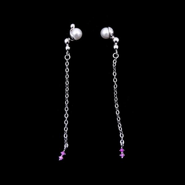 Silver 925 Star Chandelier Earrings , Platinum Jewellery Silver Pearl Drop Earrings