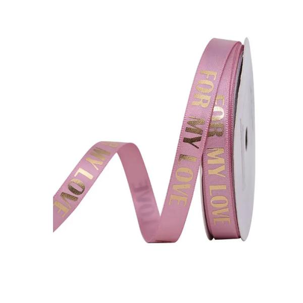 Customize folha de poliéster ouro estampado fita de cetim para caixa de embalagem de presente 9mm