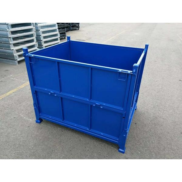 Customized Stackable Pallet Cage Powder Coating Steel Bulk Bins 1000kg Load Capacity
