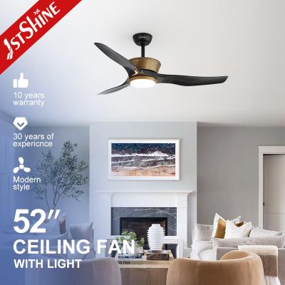 Ajuste de tempo 52 Aur preto ABS lâminas ventilador de teto com luz LED e DC motor de cobre