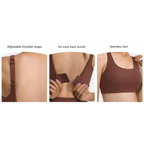 High Strength V Shape Back Womens Sports Bra Adjustable Straps
