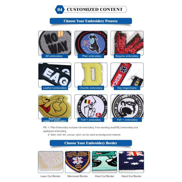High Density Clothing Embroidery Patches Stylish Custom Clothing Badges