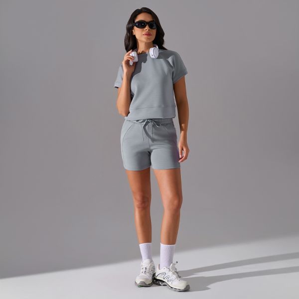 Soft Stretch Fabric Drawstring Athletic Shorts High Waisted for Women Gym Yoga