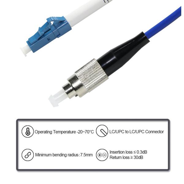 FC to LC Fiber Optic Patch Cable - Singlemode or Multimode Jumper Cord for Data Center and Telecom Use