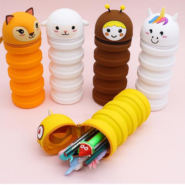 Silicone Animal Design Capacity Washable Pencil Case Stationery Set for Kids in Style
