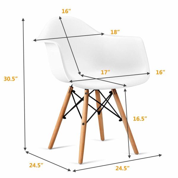 Natural Wood Legs Modern Dining Armchair Easily Assemble Molded Plastic Shell