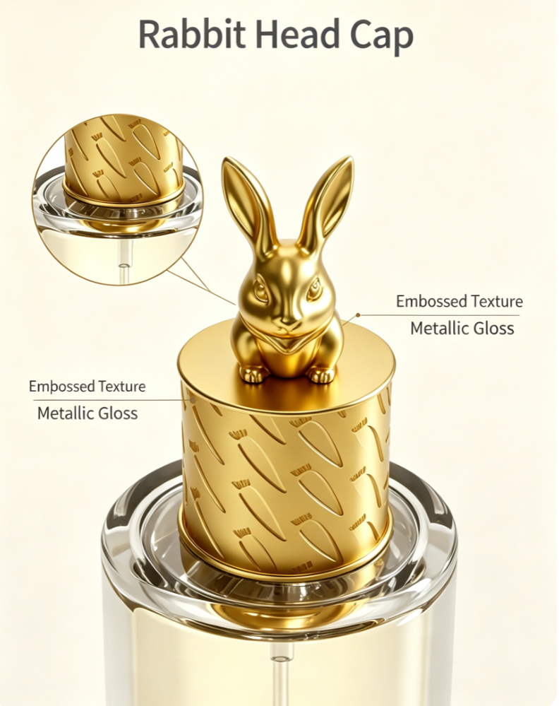 Luxury Rabbit Zinc Alloy Lid Refillable Empty Glass Perfume Bottle
