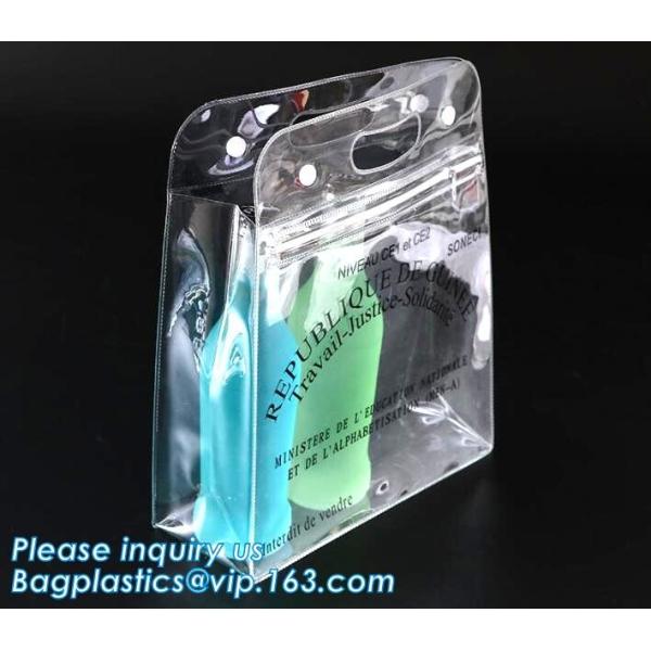 Vinyl Pvc Zipper Heavy Duty Clear Plastic Bags With Handles, Eco-friendly Clear PVC Wine Ice Bag / pvc wine gift ice bag