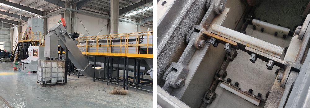 Stainless Steel Scraper Conveyor Low Noise Conveyor Equipment For Plastic Recycling