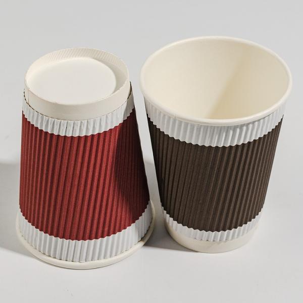 Double Walled Disposable Coffee Cup With Lid Hot Drink Eco-friendly Biodegradable Water-based Coating Paper Cup