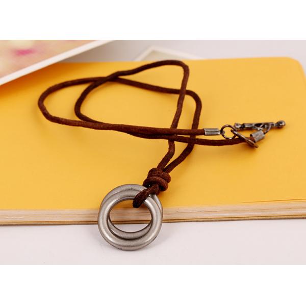Double circle head layer cowhide necklace restoring ancient ways Leather necklace