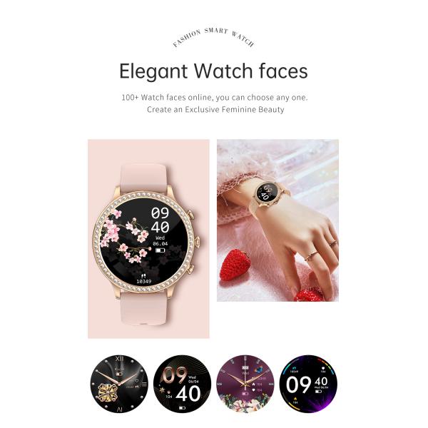 Montres intelligentes pour les femmes composer les appels, 1,32' 'Diamond Smartwatch Fitness Tracker