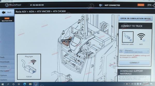 Ferramenta de caminhão 4.1.1.42 Software de diagnóstico de empilhadeira automática para Mitsubishi com Cf53 Adaptador de coroa de laptop + cabos
