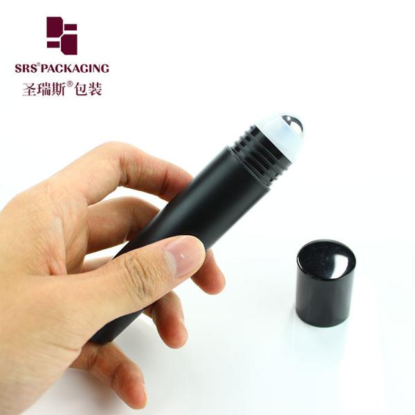 Empty cosmetic 35ml matte black color plastic deodorant roller bottle