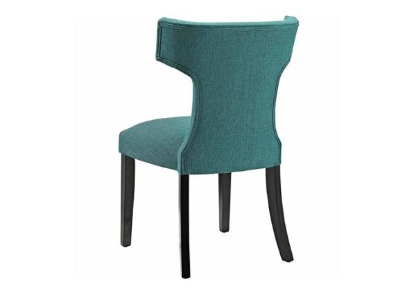 OEM Mid Century Upholstered Fabric Covered Dining Chairs With Nailhead Trim Teal