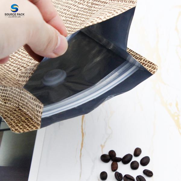 Kraft Paper Coffee Package Bag Flat Bottom Moisture Proof Zipper